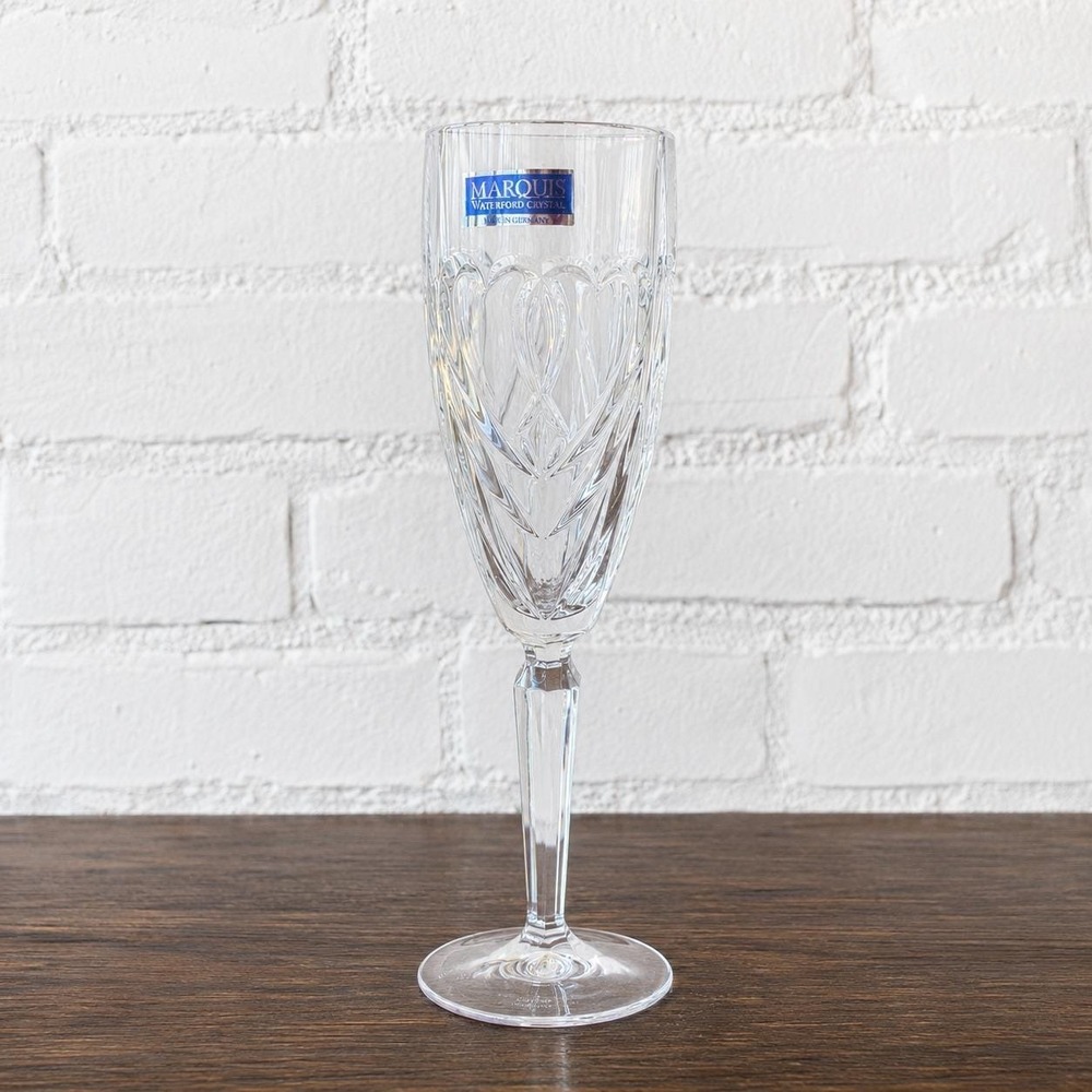 Vintage Marquis Waterford Romance Champagne Flute - Heart Cut Platinum Rim
